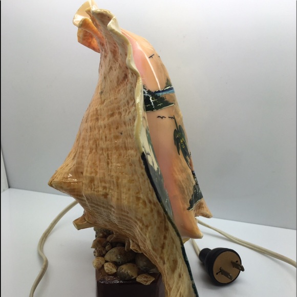 CONCH SHELL LIGHT HandPainted TIKI Bar Post WWII VERY RARE Vintage Working Lite! - Picture 8 of 16